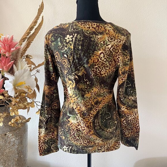 Vintage Jones New York Cheetah Abstract Cotton Top - Picture 3 of 9